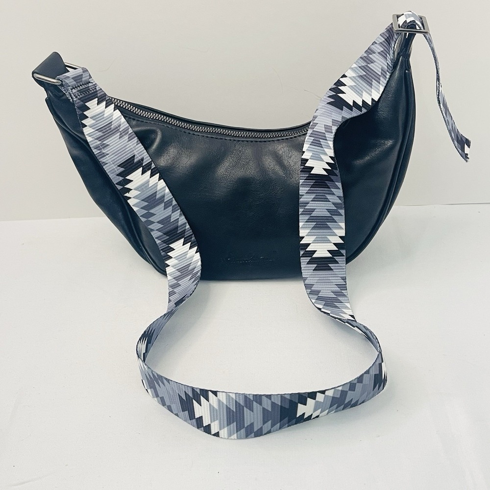 Montana West Crescent Black‎ Bag Adjustable Geometric Shoulder Strap